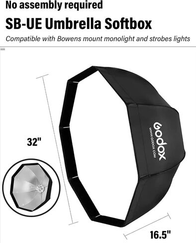Godox SB-UE 32"/80cm Octagon Softbox Kit, Octa Foldable Umbrella Softbox, Portable Octabox with Bowens Mount Speedring and Carrying Bag for Studio Flash Monolight, Portrait and Product Photography in Saudi Arabia