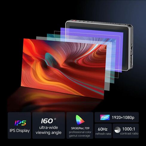 VILTROX DC-X2 6 Inch 2000Nits Camera Video Field Monitor with Rig Cage | Full HD 1920x1080 Touch Screen Director AC Monitor with 4K HDMI Loop in/Out 3D Lut RGB Parade Focus Peaking Full Waveform in Kuwait