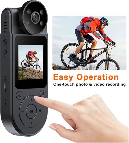 1080P Mini Body Camera, 180° Adjustable Lens, IR Night Vision Portable Recorder for Sports Outdoor Use in Kuwait