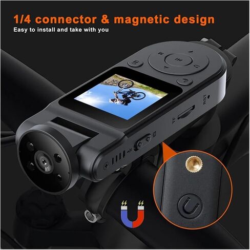 1080P Mini Body Camera, 180° Adjustable Lens, IR Night Vision Portable Recorder for Sports Outdoor Use in Kuwait