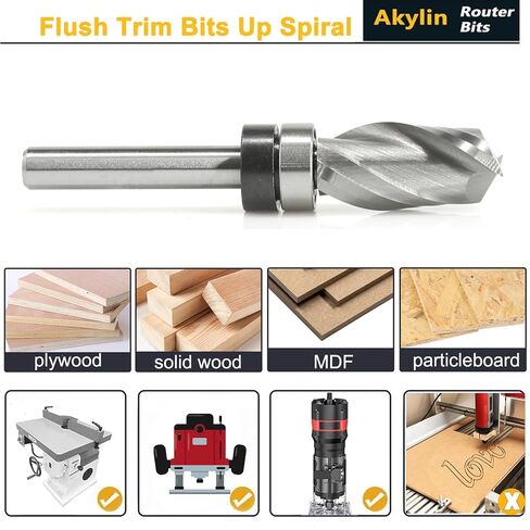 Spiral Flush Trim Router Bit 1/2" Dia. 1" Length, 1/4 Shank in Kuwait