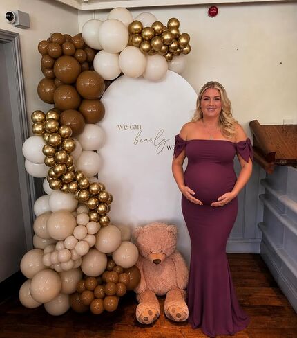 Bow Maternity Dresses for Baby Shower Off Shoulder Pregnancy Dress in Kuwait