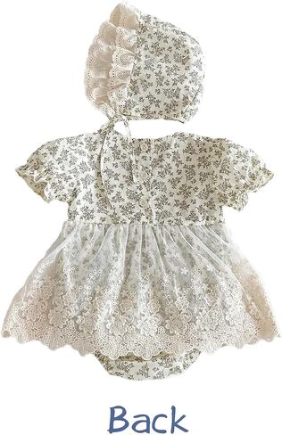 رومبير مزين بالزهور للفتيات الصغيرات، بدلة للجسم بأكمام طويلة من الدانتيل مع غطاء محرك السيارة، زي على طراز الأميرة لحديثي الولادة والرضع in Kuwait