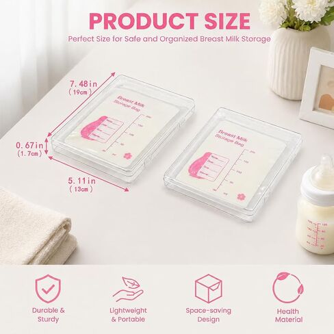 Breast Milk Storage, Space Saving Breast Milk Freeze Flat, Freeze Flat Breastmilk Storage, Breast Milk Freezer Storage Organizer, Breastmilk Freezer Organizer (7.48 x 5.11 x 0.67 in, 2, Pack) in Kuwait