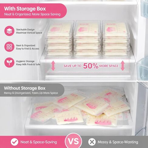 Breast Milk Storage, Space Saving Breast Milk Freeze Flat, Freeze Flat Breastmilk Storage, Breast Milk Freezer Storage Organizer, Breastmilk Freezer Organizer (7.48 x 5.11 x 0.67 in, 2, Pack) in Kuwait