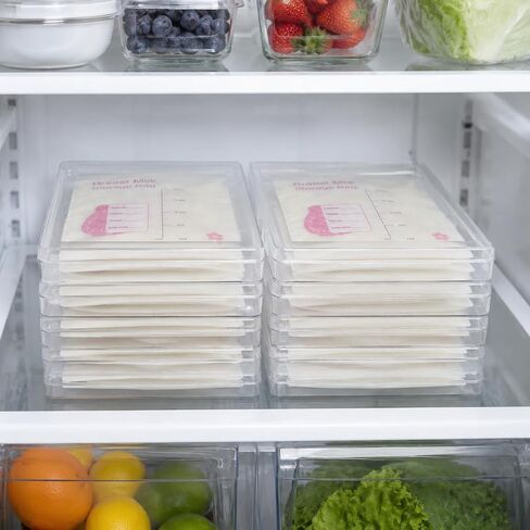 Breast Milk Storage, Space Saving Breast Milk Freeze Flat, Freeze Flat Breastmilk Storage, Breast Milk Freezer Storage Organizer, Breastmilk Freezer Organizer (7.48 x 5.11 x 0.67 in, 2, Pack) in Kuwait