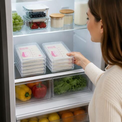 Breast Milk Storage, Space Saving Breast Milk Freeze Flat, Freeze Flat Breastmilk Storage, Breast Milk Freezer Storage Organizer, Breastmilk Freezer Organizer (7.48 x 5.11 x 0.67 in, 2, Pack) in Kuwait