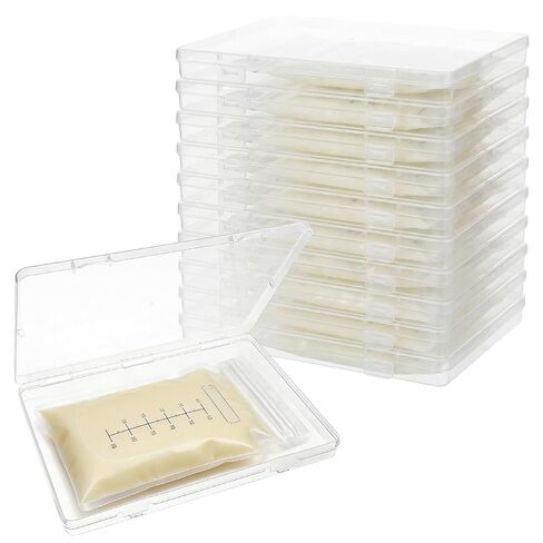 10-Pack Clear Flat Breast Milk Freezer Storage Organizer - 7.4"x5.1" Reusable Flattening Tray, Large Capacity Space-Saving Breast Milk Freezer Storage Kit for Organization Freezer Bag in Kuwait