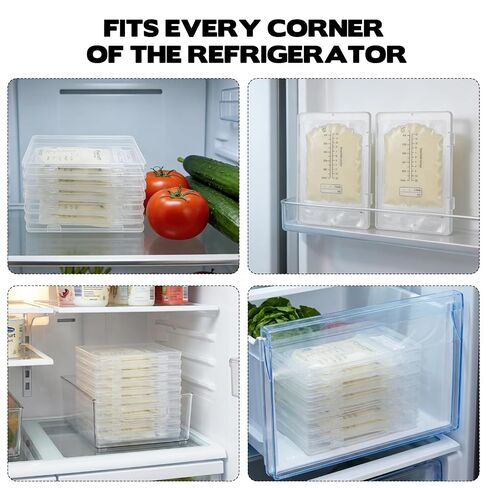 10-Pack Clear Flat Breast Milk Freezer Storage Organizer - 7.4"x5.1" Reusable Flattening Tray, Large Capacity Space-Saving Breast Milk Freezer Storage Kit for Organization Freezer Bag in Kuwait