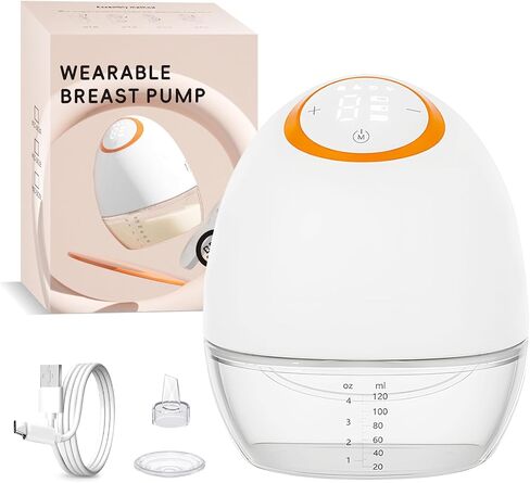 Electric Wearable Breast Pump,4 Modes 9 Suction Levels with 130° Wide Angle | 120ml Capacity, LED Touchscreen Display, 24mm Flange Included, Compact & Quiet, Rechargeable, Perfect for On-the-Go in Kuwait