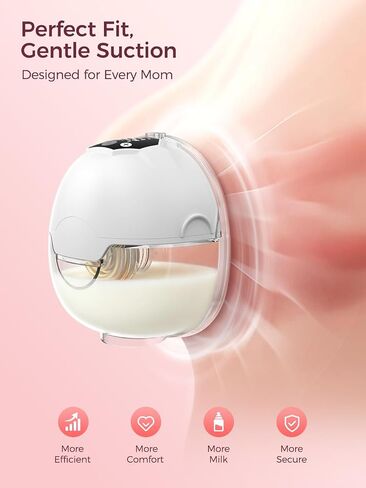 Hands Free Breast Pump Comfortable, Painless Strong Suction Power Rechargeable Electric Breast Pump Smart App Wearable Pump Leakproof 4 Modes Levels Wireless Pump for Driving Office Yoga Sleeping | Portable Cordless Breast Pump for Lactating Moms,Smart Ap in Kuwait