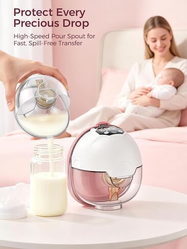 Hands Free Breast Pump Comfortable, Painless Strong Suction Power Rechargeable Electric Breast Pump Smart App Wearable Pump Leakproof 4 Modes Levels Wireless Pump for Driving Office Yoga Sleeping | Portable Cordless Breast Pump for Lactating Moms,Smart Ap in Kuwait