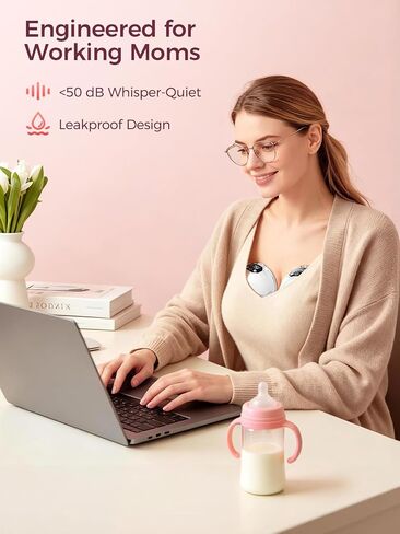 Hands Free Breast Pump Comfortable, Painless Strong Suction Power Rechargeable Electric Breast Pump Smart App Wearable Pump Leakproof 4 Modes Levels Wireless Pump for Driving Office Yoga Sleeping | Portable Cordless Breast Pump for Lactating Moms,Smart Ap in Kuwait