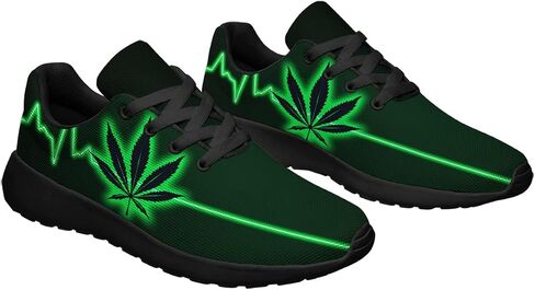 Sonzj-II Marijuana Leaf Shoes Mens Womens Pot Leaf 420 Weed Running Sneakers Cannabis Leaf Walking Tennis Shoes in Kuwait