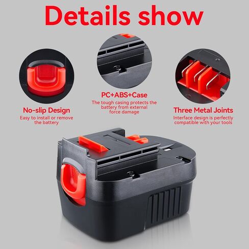 4800mAh HPB12 Ni-MH Replacement for Black and Decker 12V Battery 1 Pack | Fits A1712 FS120B FSB12 HPB12 A12 A12-XJ A12EX, Compatible with 12V Cordless Power Tools in Kuwait