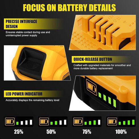 2Pack 12000mAh High Capacity DCB206 Replacement for Dewalt 20V Max Battery | Compatible with Dewalt 20V Battery DCB200 DCB201 DCB203 DCB207 DCD/DCF/DCG Series Power Tools in Saudi Arabia