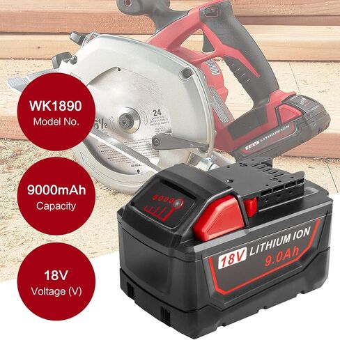9.0Ah 18V 48-11-1880 Replace for Milwaukee MK-18 Battery Compatible with 48-11-1850 48-11-1860 48-11-1845 48-11-1828 Cordless Power Tools Battery in Kuwait