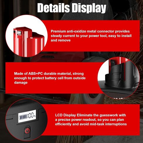 Bonacell Upgraded 2Pack 9.5Ah Replacement for Milwaukee M12 Battery Lithium 12V Battery with LCD Display Compatible with 48-11-2401 48-11-2412 48-11-2411 48-11-2420 48-11-2410 Cordless Tools in Kuwait