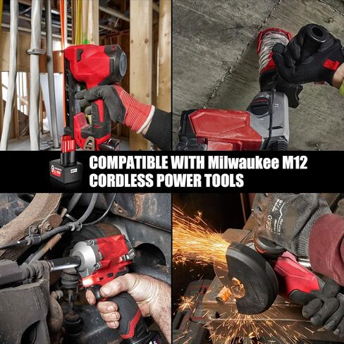 Bonacell Upgraded 2Pack 9.5Ah Replacement for Milwaukee M12 Battery Lithium 12V Battery with LCD Display Compatible with 48-11-2401 48-11-2412 48-11-2411 48-11-2420 48-11-2410 Cordless Tools in Kuwait