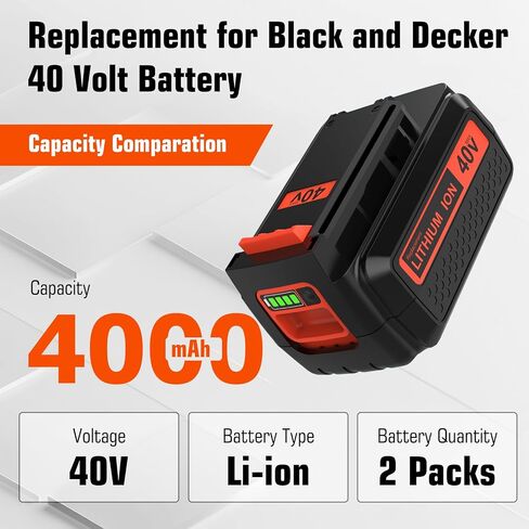 1 Pack 4Ah Replacement for Black and Decker 40V Battery LBX2540(Orange) | Compatible with Black and Decker 40 Volt Batteries LBX2040 LBX1540 LBXR36 LBXR2036 LST540 LCS1240 LST136W Power+ Tools in Kuwait