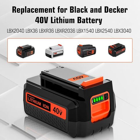 1 Pack 4Ah Replacement for Black and Decker 40V Battery LBX2540(Orange) | Compatible with Black and Decker 40 Volt Batteries LBX2040 LBX1540 LBXR36 LBXR2036 LST540 LCS1240 LST136W Power+ Tools in Kuwait