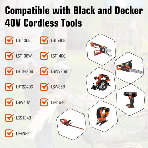 1 Pack 4Ah Replacement for Black and Decker 40V Battery LBX2540(Orange) | Compatible with Black and Decker 40 Volt Batteries LBX2040 LBX1540 LBXR36 LBXR2036 LST540 LCS1240 LST136W Power+ Tools in Kuwait