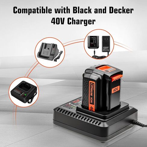 1 Pack 4Ah Replacement for Black and Decker 40V Battery LBX2540(Orange) | Compatible with Black and Decker 40 Volt Batteries LBX2040 LBX1540 LBXR36 LBXR2036 LST540 LCS1240 LST136W Power+ Tools in Kuwait