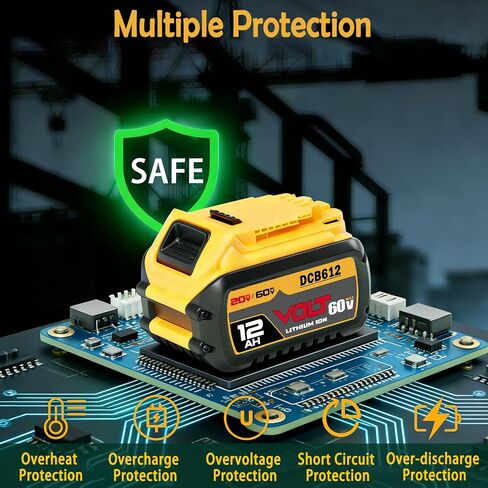 12000mAh Replace for Dewalt 20V/60V Max Lithium Ion Battery DCB612 DCB615 DCB609, Compatible with Dewalt 20V/60V Cordless Power Tools in Kuwait