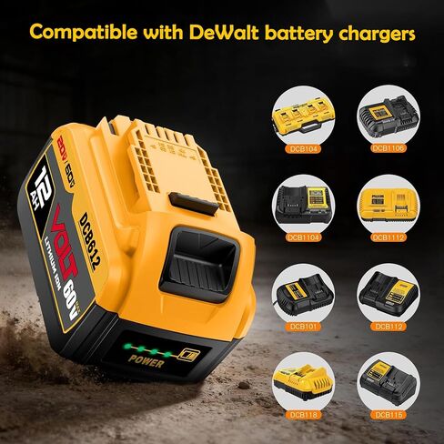 12000mAh Replace for Dewalt 20V/60V Max Lithium Ion Battery DCB612 DCB615 DCB609, Compatible with Dewalt 20V/60V Cordless Power Tools in Kuwait