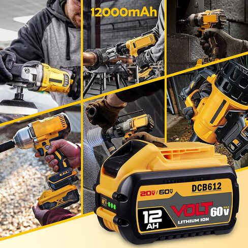 12000mAh Replace for Dewalt 20V/60V Max Lithium Ion Battery DCB612 DCB615 DCB609, Compatible with Dewalt 20V/60V Cordless Power Tools in Kuwait