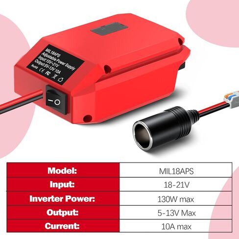 for Milwaukee M18 to 12V Step Down Converter, 18V to 12V Step Down Converter Power Adapter, Overload Protect, for Milwaukee Voltage Regulator Adapter for Lights, Fans, Refrigerator,Car Devices in Kuwait