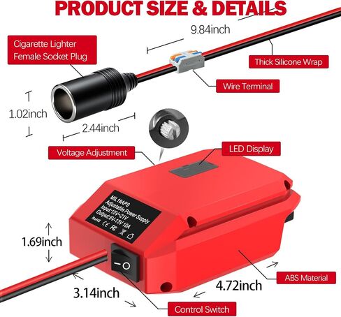 for Milwaukee M18 to 12V Step Down Converter, 18V to 12V Step Down Converter Power Adapter, Overload Protect, for Milwaukee Voltage Regulator Adapter for Lights, Fans, Refrigerator,Car Devices in Kuwait