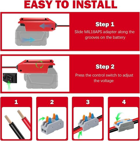 for Milwaukee M18 to 12V Step Down Converter, 18V to 12V Step Down Converter Power Adapter, Overload Protect, for Milwaukee Voltage Regulator Adapter for Lights, Fans, Refrigerator,Car Devices in Kuwait