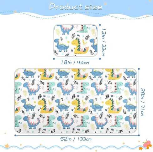 Cartoon Cute Dinosaur Cooling Baby Mattress pad Protector 28" x 52" Washable Bed Pads for Kids, Adult in Kuwait