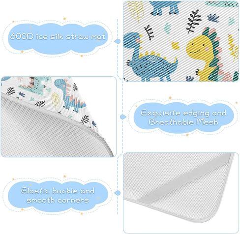 Cartoon Cute Dinosaur Cooling Baby Mattress pad Protector 28" x 52" Washable Bed Pads for Kids, Adult in Kuwait