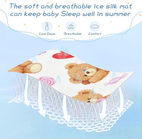 Cartoon Cute Brown Bear Cooling Baby Crib Waterproof Mattress 28" x 52" Absorbent Mattress Protector pad for Kids, Adult in Kuwait