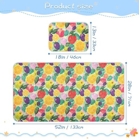 Colorful Summer Fruits Cooling Baby Crib Mattress pad 28" x 52" Ultra Soft Crib Padding for Sides for Baby&Toddler in Kuwait