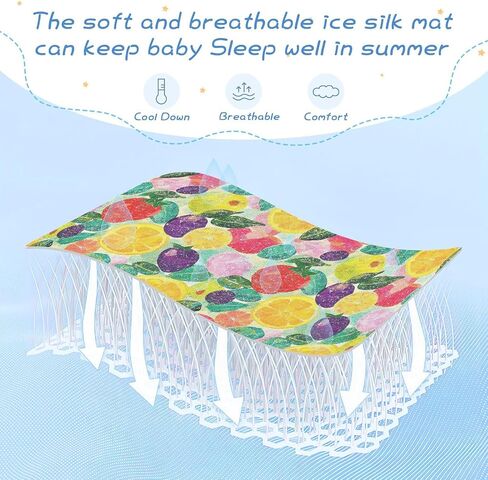 Colorful Summer Fruits Cooling Baby Crib Mattress pad 28" x 52" Ultra Soft Crib Padding for Sides for Baby&Toddler in Kuwait