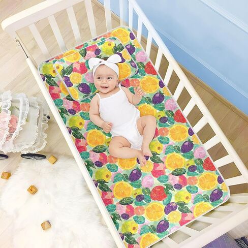 Colorful Summer Fruits Cooling Baby Crib Mattress pad 28" x 52" Ultra Soft Crib Padding for Sides for Baby&Toddler in Kuwait