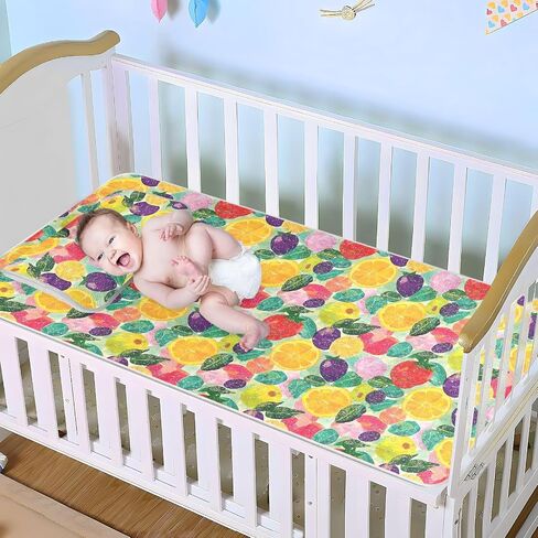 Colorful Summer Fruits Cooling Baby Crib Mattress pad 28" x 52" Ultra Soft Crib Padding for Sides for Baby&Toddler in Kuwait