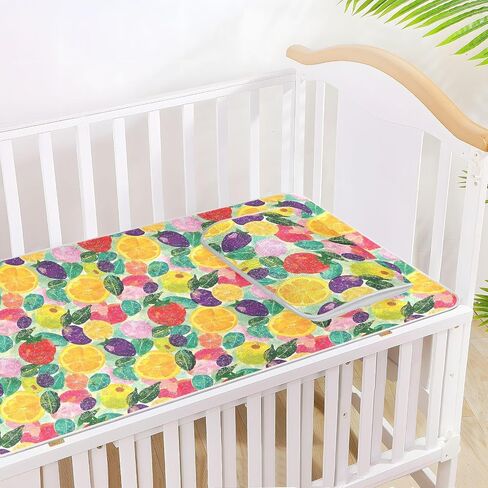 Colorful Summer Fruits Cooling Baby Crib Mattress pad 28" x 52" Ultra Soft Crib Padding for Sides for Baby&Toddler in Kuwait
