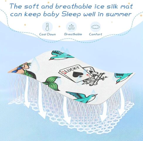 Poker Skeleton Mermaid Cooling Baby Mattress Protector Crib 28" x 52" Ultra Soft Training Pads for Kids, Adult in Kuwait