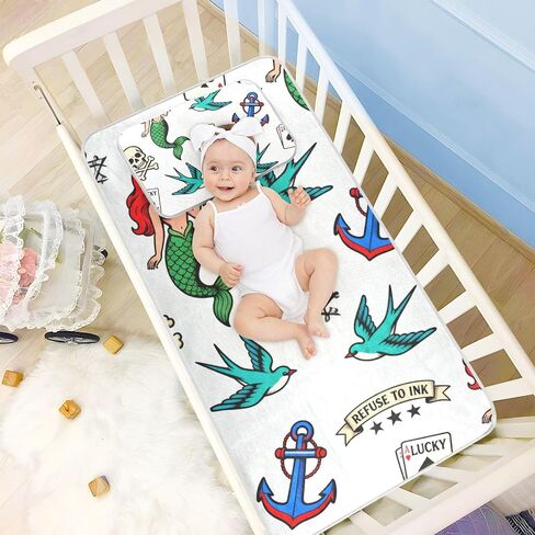 Poker Skeleton Mermaid Cooling Baby Mattress Protector Crib 28" x 52" Ultra Soft Training Pads for Kids, Adult in Kuwait
