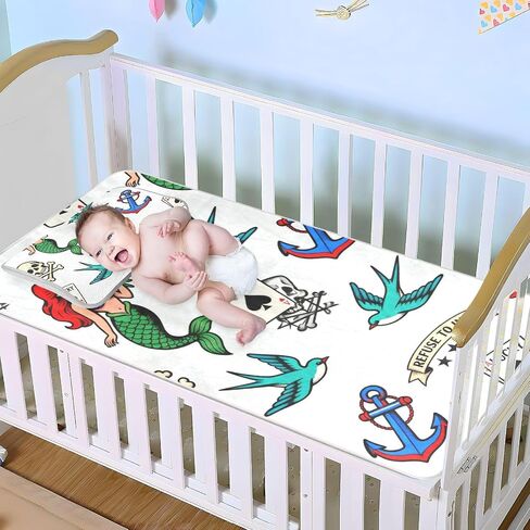 Poker Skeleton Mermaid Cooling Baby Mattress Protector Crib 28" x 52" Ultra Soft Training Pads for Kids, Adult in Kuwait