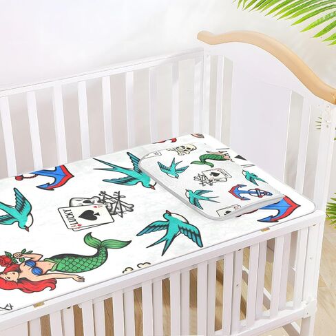Poker Skeleton Mermaid Cooling Baby Mattress Protector Crib 28" x 52" Ultra Soft Training Pads for Kids, Adult in Kuwait