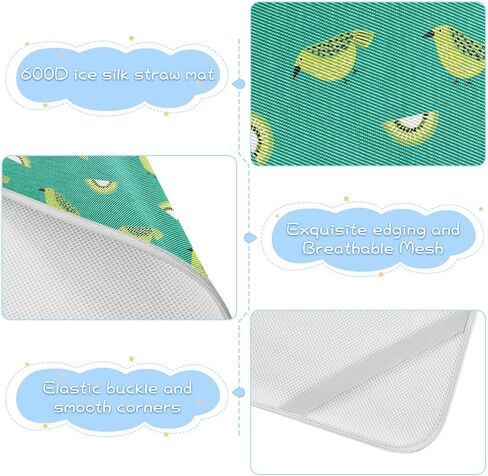 Kiwi Jade Bird Design Green2 Cooling Baby Toddler Bed Mattress 28" x 52" Washable Pads for Bed Washable for Kids, Adult in Kuwait