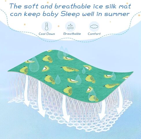 Kiwi Jade Bird Design Green2 Cooling Baby Toddler Bed Mattress 28" x 52" Washable Pads for Bed Washable for Kids, Adult in Kuwait