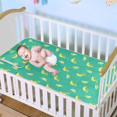 Kiwi Jade Bird Design Green2 Cooling Baby Toddler Bed Mattress 28" x 52" Washable Pads for Bed Washable for Kids, Adult in Kuwait