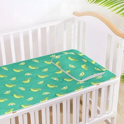 Kiwi Jade Bird Design Green2 Cooling Baby Toddler Bed Mattress 28" x 52" Washable Pads for Bed Washable for Kids, Adult in Kuwait