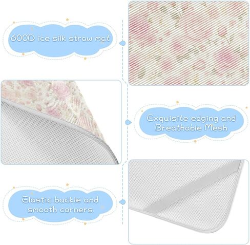 Romantic Pink Rose Flowers Cooling Baby Waterproof Crib Mattress Cover 28" x 52" Washable Bed pad for Baby&Toddler in Kuwait